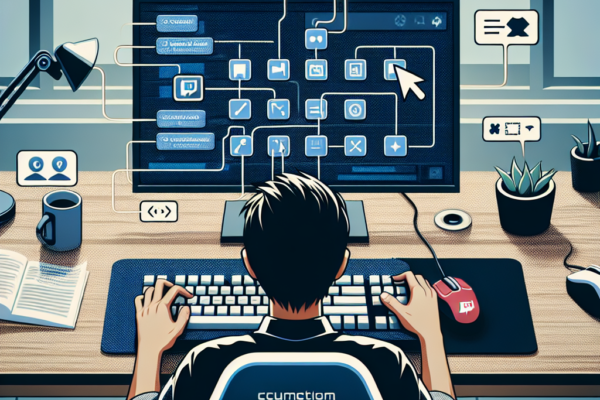 "Atajos de teclado para administrar transmisiones de Twitch en una computadora: ilustración de configuración de teclas y shortcuts en el software de streaming."