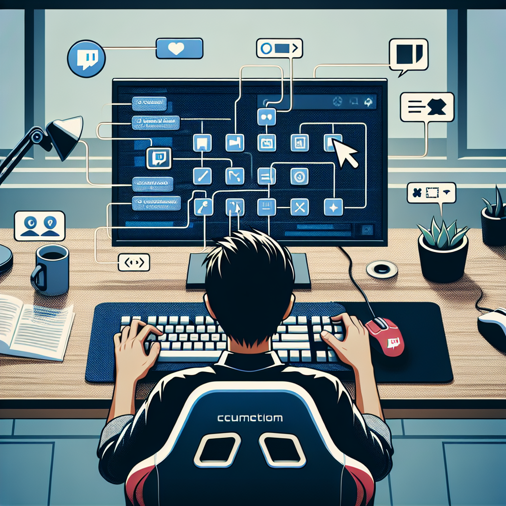 "Atajos de teclado para administrar transmisiones de Twitch en una computadora: ilustración de configuración de teclas y shortcuts en el software de streaming."